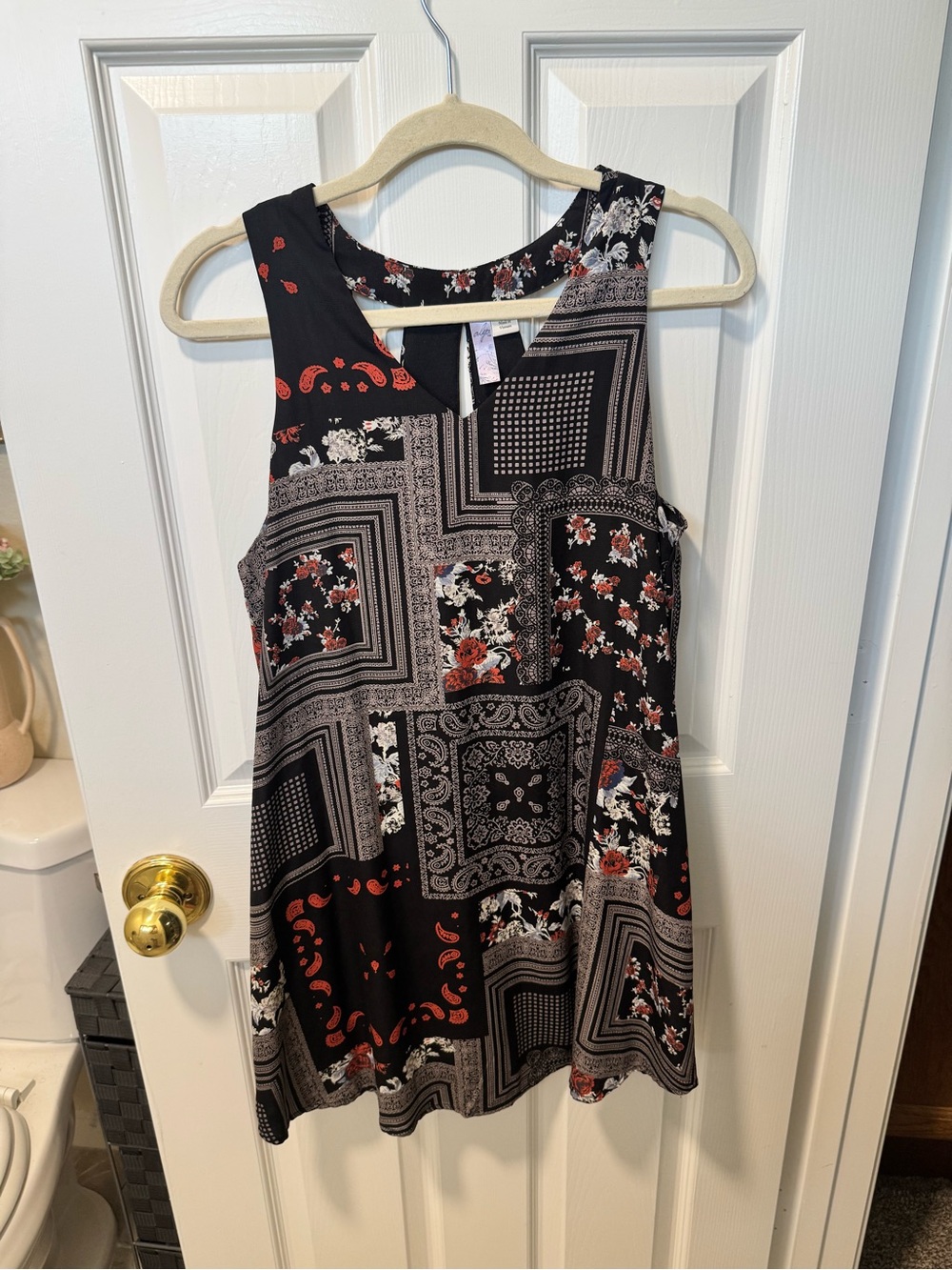 Alya Black Floral Patchwork Dress